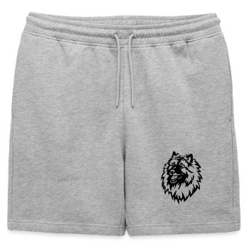 Wolfsspitz Head - Mens' Premium Organic Sweatshorts - heather grey - Front - AI Model Male 178 light (178cm)