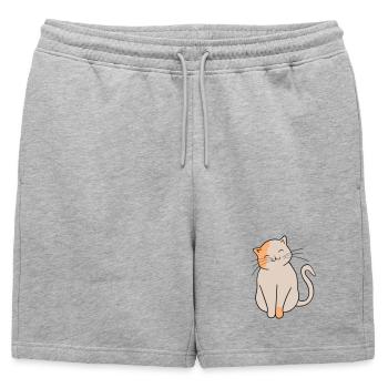 Chat - Short de survêtement homme premium - gris chiné - Devant - AI Model Male 178 light (178cm)