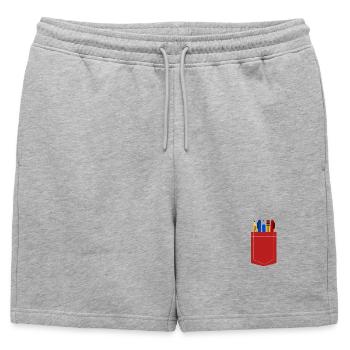 Stylos dans une poche - T-shirt de professeur ou t-shirt de docteur - Short de survêtement homme premium - gris chiné - Devant - AI Model Male 178 light (178cm)