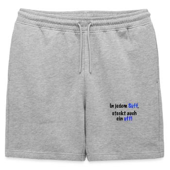 In jedem Suff steckt auch ein..." Spruch - Männer Premium Organic Sweatshorts - Grau meliert - Vorne - AI Model Male 178 light (178cm)