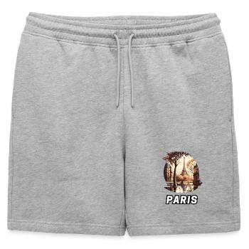 Paris - Short de survêtement homme premium - gris chiné - Devant - AI Model Male 178 light (178cm)