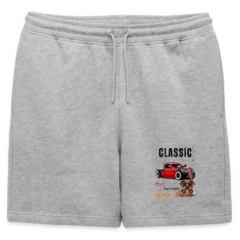 Vintage Red Hot Rod avec Art du piston - Short de survêtement homme premium - gris chiné - Devant - AI Model Male 178 light (178cm)