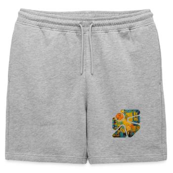 Street Art coloré - Short de survêtement homme premium - gris chiné - Devant - AI Model Male 178 light (178cm)
