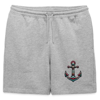 Une ancre - Short de survêtement homme premium - gris chiné - Devant - AI Model Male 178 light (178cm)