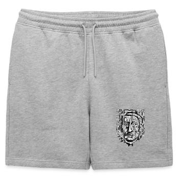 "Modern Mystic - Black and White Art Shards" - Mens' Premium Organic Sweatshorts - heather grey - Front - AI Model Male 178 light (178cm)