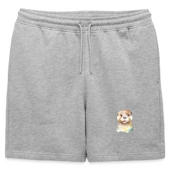 Loutre joueuse - Short de survêtement homme premium - gris chiné - Devant - AI Model Male 178 light (178cm)