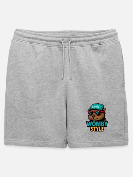 Womby Style Beaver with Sunglasses - Mens' Premium Organic Sweatshorts - heather grey