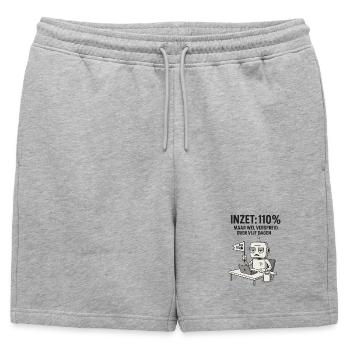 COMMITMENT: 110% – Robot at work with dry humor - Mens' Premium Organic Sweatshorts - heather grey - Front - AI Model Male 178 light (178cm)