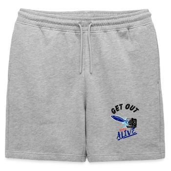 Get out and Stay Alive - Fisch in Falle - Mens' Premium Organic Sweatshorts - heather grey - Front - AI Model Male 178 light (178cm)