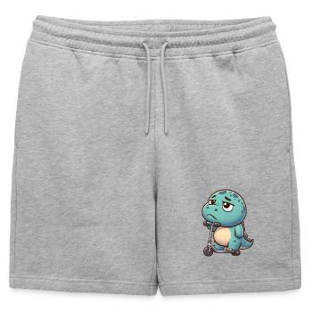mignon Dino Trex scooter dessin animé ennui - Short de survêtement homme premium - gris chiné - Devant - AI Model Male 178 light (178cm)