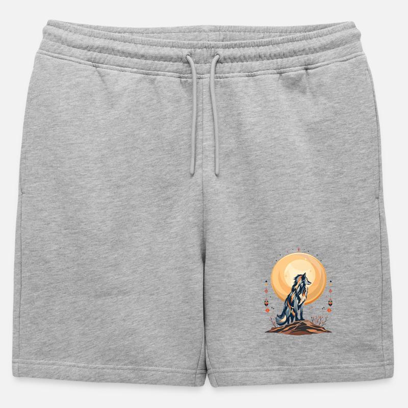 Boho Wolf - Männer Premium Organic Sweatshorts - Grau meliert