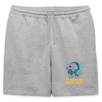 PIXELATED BEAT DROP Casque Pixel Rétro 1UP - Short de survêtement homme premium - gris chiné - Devant - AI Model Male 178 light (178cm)