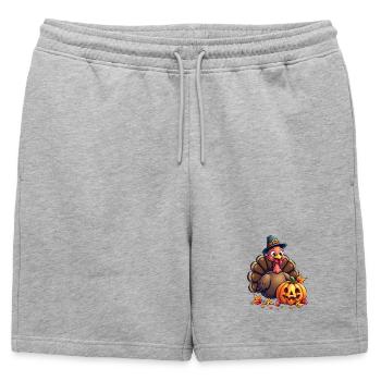 Thanksgiving Funny Thanksgiving Turkey - Mens' Premium Organic Sweatshorts - heather grey - Front - AI Model Male 178 light (178cm)