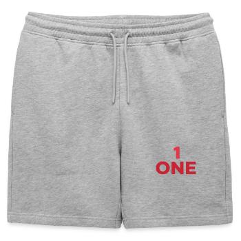 DESIGNE CHIFFRE UN EN ROUGE - Short de survêtement homme premium - gris chiné - Devant - AI Model Male 178 light (178cm)