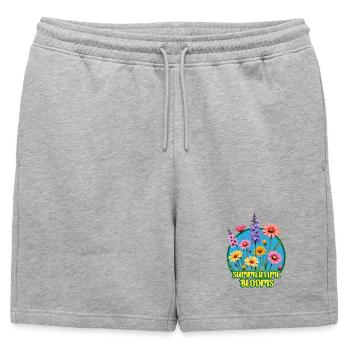 Summertime Blooms - Mens' Premium Organic Sweatshorts - heather grey - Front - AI Model Male 178 light (178cm)