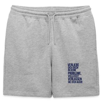 À propos de devenir fou - tombe amoureux de ton problème - Short de survêtement homme premium - gris chiné - Devant - AI Model Male 178 light (178cm)