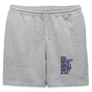 À propos de la folie : Embrasse ton auto-sabotage - Short de survêtement homme premium - gris chiné - Devant - AI Model Male 178 light (178cm)