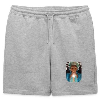 Sagesse lumineuse ancestrale - Short de survêtement homme premium - gris chiné - Devant - AI Model Male 178 light (178cm)