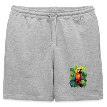 Perroquet dans la jungle - Short de survêtement homme premium - gris chiné - Devant - AI Model Male 178 light (178cm)