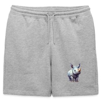 Rhinoceros - Mens' Premium Organic Sweatshorts - heather grey - Front - AI Model Male 178 light (178cm)