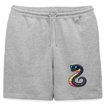 Serpent néon avec lunettes - Short de survêtement homme premium - gris chiné - Devant - AI Model Male 178 light (178cm)