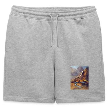 Dragon skeleton in cannon - Mens' Premium Organic Sweatshorts - heather grey - Front - AI Model Male 178 light (178cm)