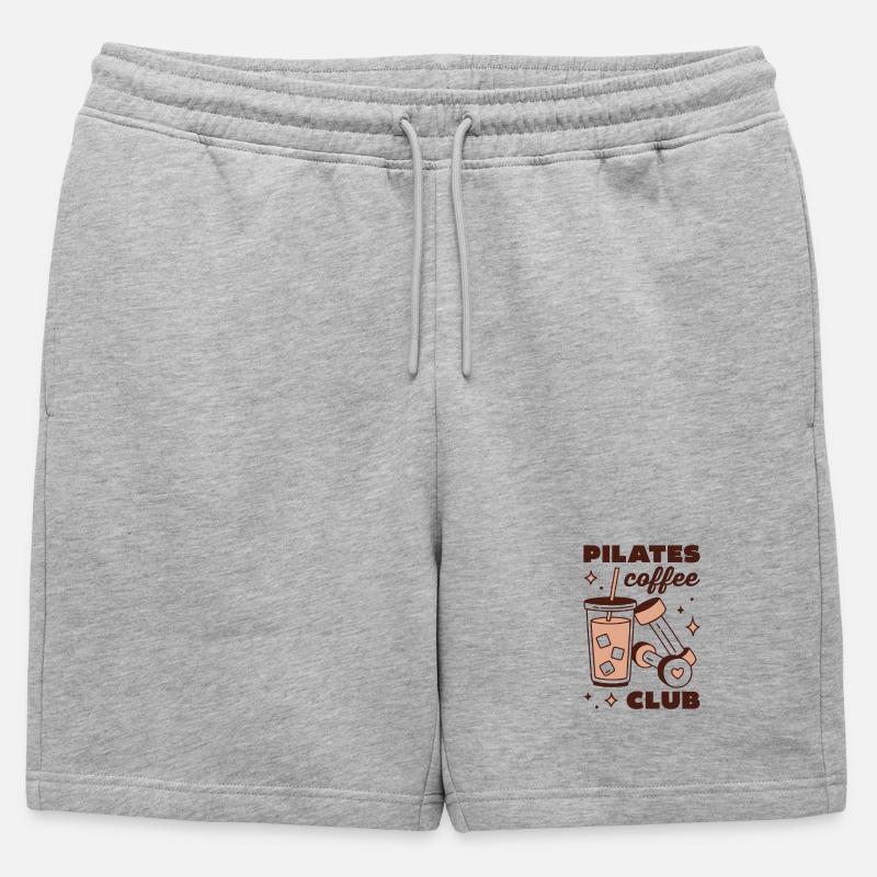 Pilates-Eiskaffee-Latte-Mädchen-Ästhetik - Männer Premium Organic Sweatshorts - Grau meliert