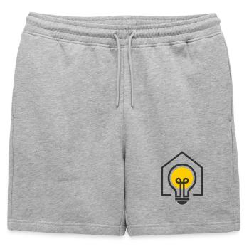 Motif d’ampoule de maison électricien - Short de survêtement homme premium - gris chiné - Devant - AI Model Male 178 light (178cm)