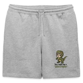 You Make Me a Velociraptor Cat - Mens' Premium Organic Sweatshorts - heather grey - Front - AI Model Male 178 light (178cm)