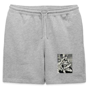 Géométrie du corps en duo - Short de survêtement homme premium - gris chiné - Devant - AI Model Male 178 light (178cm)