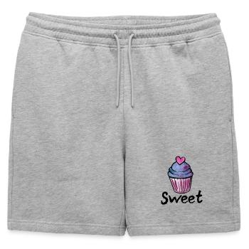 Glaçage au cœur pastel de cupcakes - Short de survêtement homme premium - gris chiné - Devant - AI Model Male 178 light (178cm)