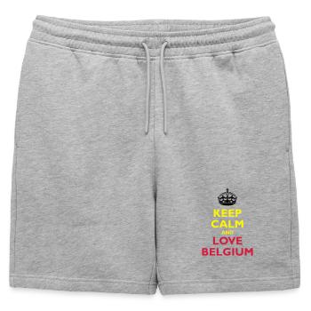 Keep Calm & Love Belgium - Short de survêtement homme premium - gris chiné - Devant - AI Model Male 178 light (178cm)