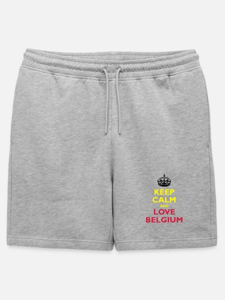 Keep Calm & Love Belgium - Mens' Premium Organic Sweatshorts - heather grey