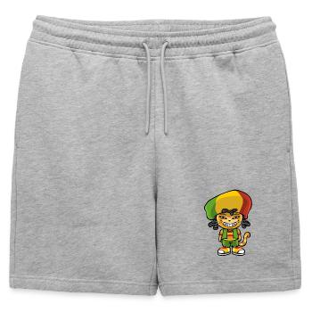 Reggae chat - Short de survêtement homme premium - gris chiné - Devant - AI Model Male 178 light (178cm)