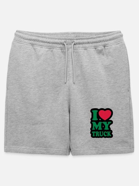 I love my truck - Ich liebe meinen LKW - Männer Premium Organic Sweatshorts - Grau meliert