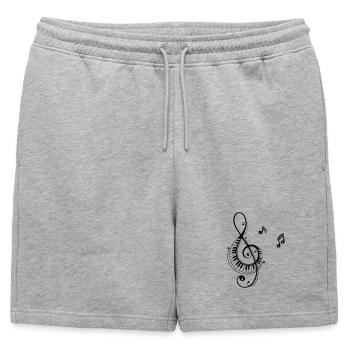 Clef with piano and music notes, i love music. - Mens' Premium Organic Sweatshorts - heather grey - Front - AI Model Male 178 light (178cm)
