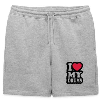 I love my drums - Mens' Premium Organic Sweatshorts - heather grey - Front - AI Model Male 178 light (178cm)