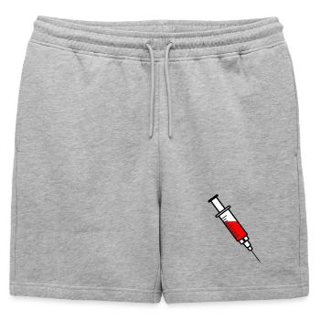 Seringue de vaccination avec médicament liquide rouge - Short de survêtement homme premium - gris chiné - Devant - AI Model Male 178 light (178cm)
