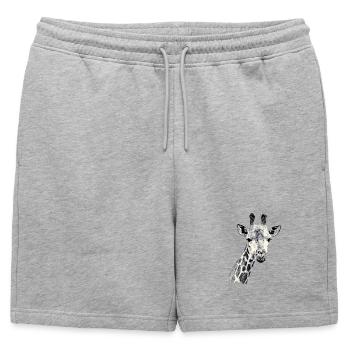 Girafe rétro en noir et blanc - Short de survêtement homme premium - gris chiné - Devant - AI Model Male 178 light (178cm)