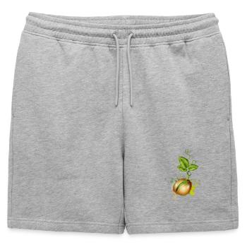 les graines tendres germent dans le sol - Short de survêtement homme premium - gris chiné - Devant - AI Model Male 178 light (178cm)