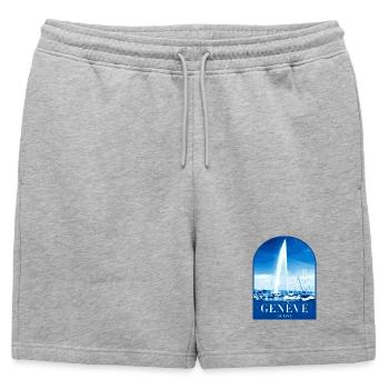 Geneva JetdEau Harbour Motif - Mens' Premium Organic Sweatshorts - heather grey - Front - AI Model Male 178 light (178cm)