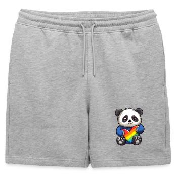 Ours panda | Cœur de fierté | Mignon | LGBTQ+ | - Short de survêtement homme premium - gris chiné - Devant - AI Model Male 178 light (178cm)