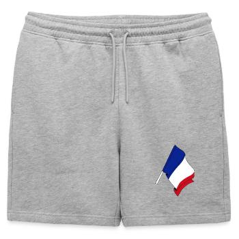 Pavillon : France - Short de survêtement homme premium - gris chiné - Devant - AI Model Male 178 light (178cm)