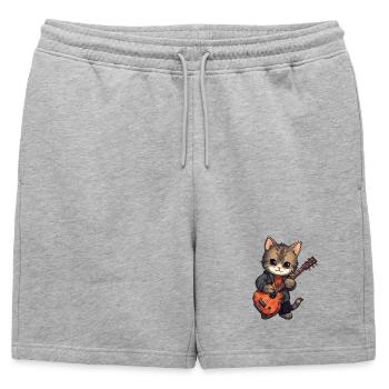Chat avec guitare, gueule de bois, animaux de compagnie, chats - Short de survêtement homme premium - gris chiné - Devant - AI Model Male 178 light (178cm)