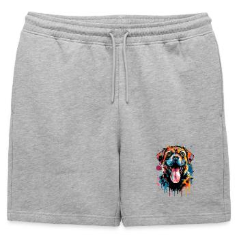 Rottweiler Chien Coloré - J’aime Rottweiler - Short de survêtement homme premium - gris chiné - Devant - AI Model Male 178 light (178cm)