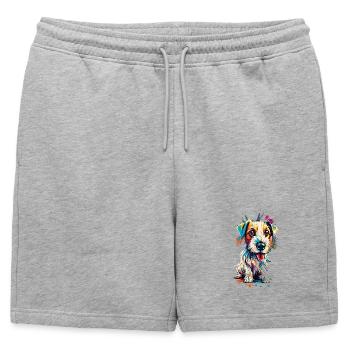 Jack Russel Terrier Coloré - Jack Russell - Short de survêtement homme premium - gris chiné - Devant - AI Model Male 178 light (178cm)