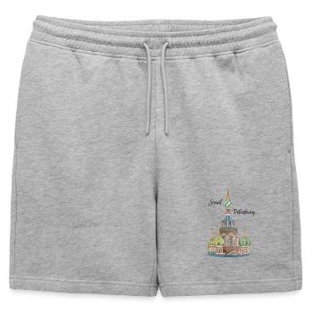 Saint-Pétersbourg, Église, Russie, Dessin à la main - Short de survêtement homme premium - gris chiné - Devant - AI Model Male 178 light (178cm)