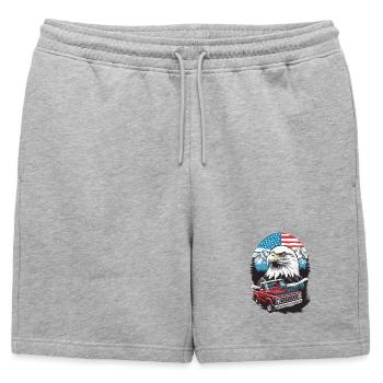 Adventure Tour USA - Mens' Premium Organic Sweatshorts - heather grey - Front - AI Model Male 178 light (178cm)