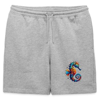 Seahorse - Mens' Premium Organic Sweatshorts - heather grey - Front - AI Model Male 178 light (178cm)