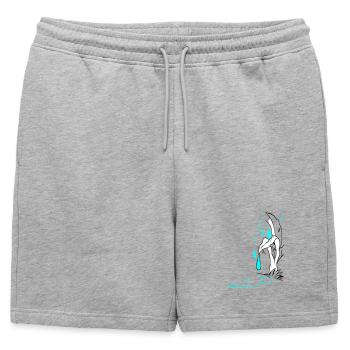 Illustration de la chute - Short de survêtement homme premium - gris chiné - Devant - AI Model Male 178 light (178cm)